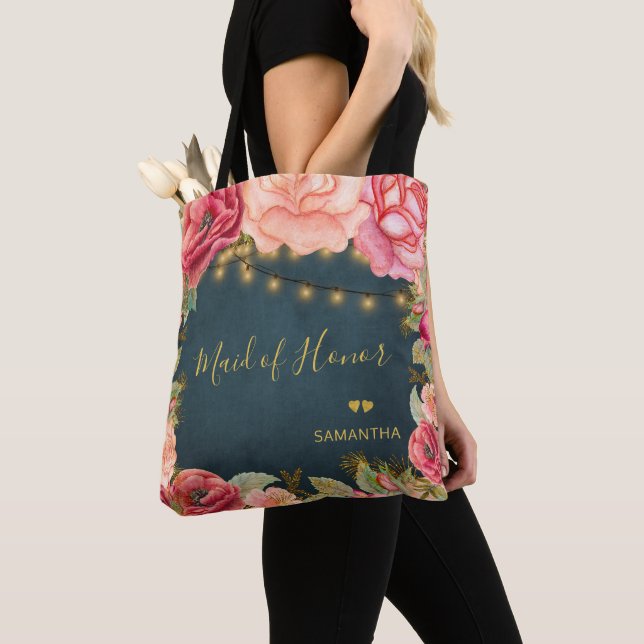 Bolso De Tela Hechicera de la marina dorada rosa rubia floral oh (Detalle)