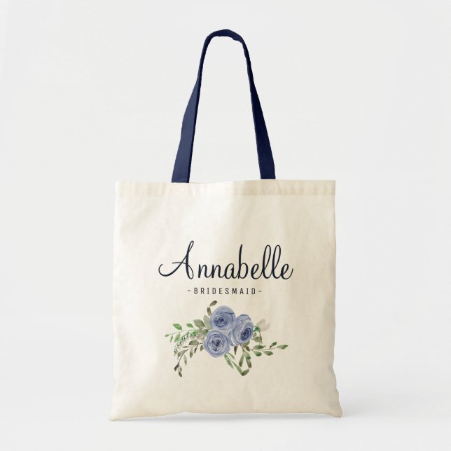 Bolso De Tela Hechicería azul de la Marina floral rusa personali (Frente)
