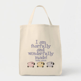Bolso De Tela Hecho temeroso y maravillosamente - azul