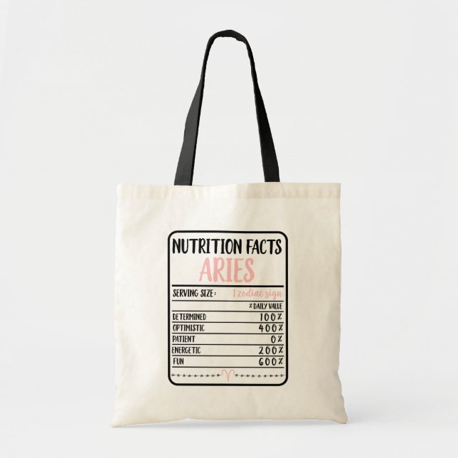 Bolso De Tela Hechos de nutrición de Aries // Novedad divertida  (Frente)
