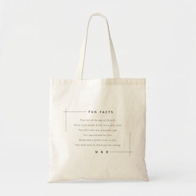 Bolso De Tela Hechos divertidos, hechos divertidos, boda minimal (Frente)
