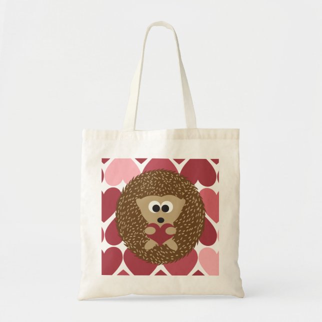 Bolso De Tela Hedgehog y corazones (Frente)