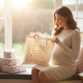 Bolso De Tela Heirloom Rose Bow and Stork Baby Shower 