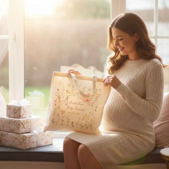 Bolso De Tela Heirloom Rose Bow and Stork Baby Shower  (Subido por el creador)