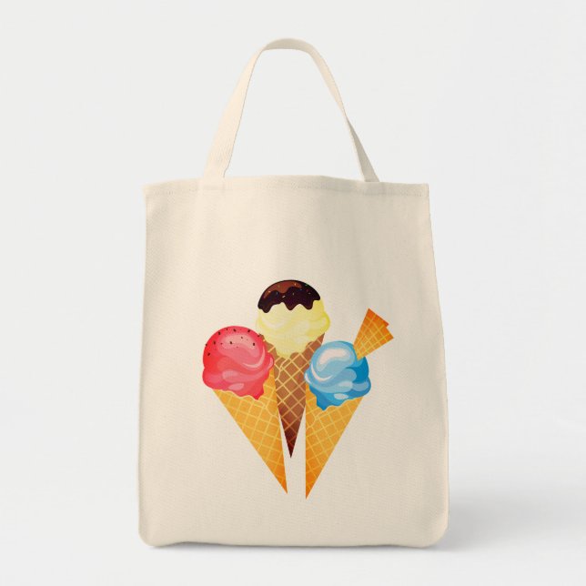 Bolso De Tela helado de cono - Tote de comestibles (Frente)