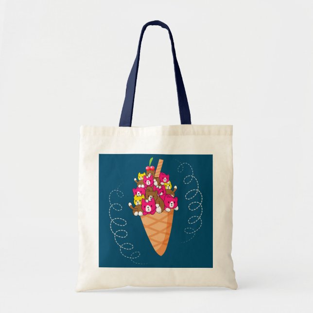 Bolso De Tela Helado Gato Dairy Food Sundato Gelato Kitty Meow (Frente)