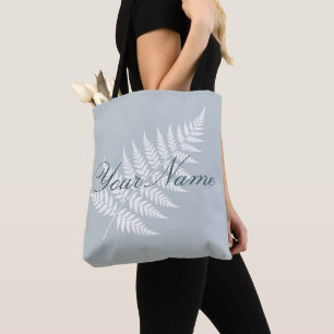 Bolso De Tela Helecho blanco azulado elegante nombre personaliza
