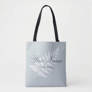 Bolso De Tela Helecho blanco azulado elegante nombre y rol