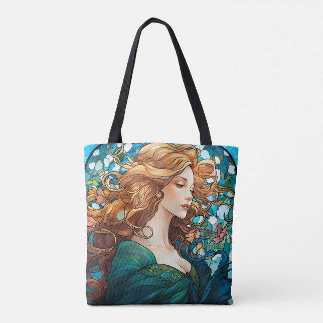Bolso De Tela Helena - Mujer rubia oscura en estilo Art Nouveau (Reverso)