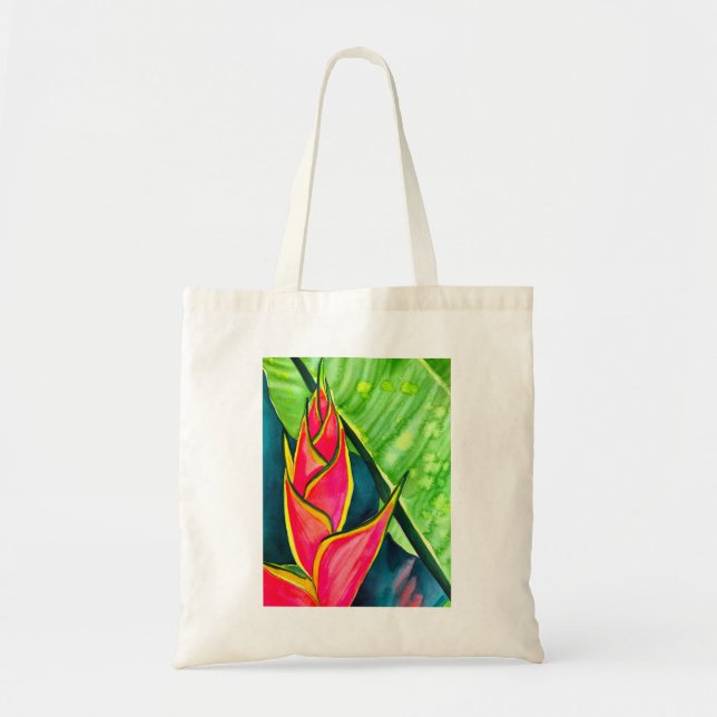 Bolso De Tela Helicóponia acuática flor tropical (Frente)