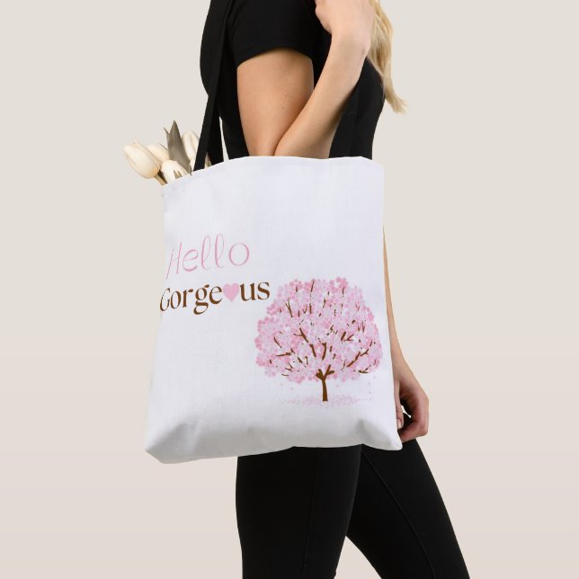 Bolso De Tela Hello Gorgeous, Pink Blossom Tree (Detalle)
