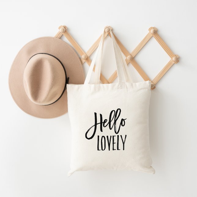 Bolso De Tela Hello Lovely | Tipografía de pincel (Subido por el creador)