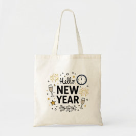 Bolso De Tela Hello New Year Cute Hand-Drawn Fireworks 
