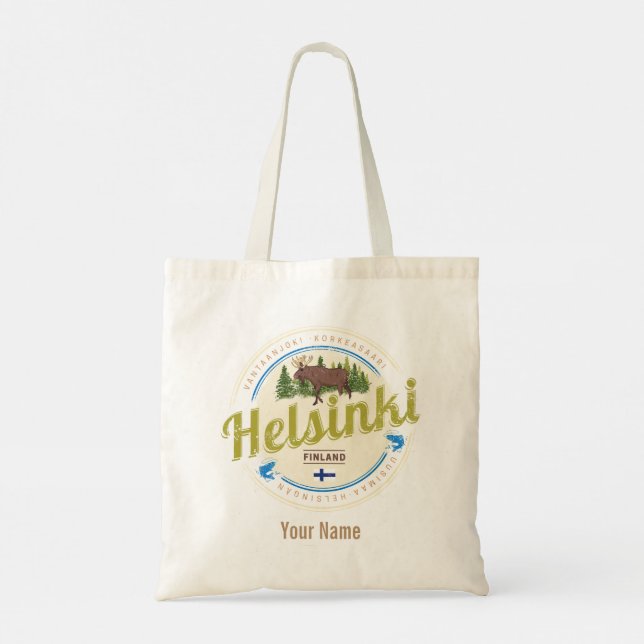 Bolso De Tela Helsinki, capital del alce de Finlandia, recuerdo  (Reverso)