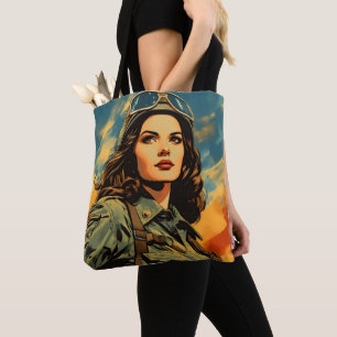 Bolso De Tela Hembra Soldado Vintage Sci-Fi