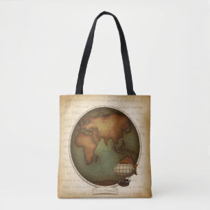 Bolso De Tela Hemisferio Este y Oeste Mapa Neovictoriano