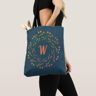 Bolso De Tela Hemorragia Cardíaca Floral Con Moda Inicial Monogr