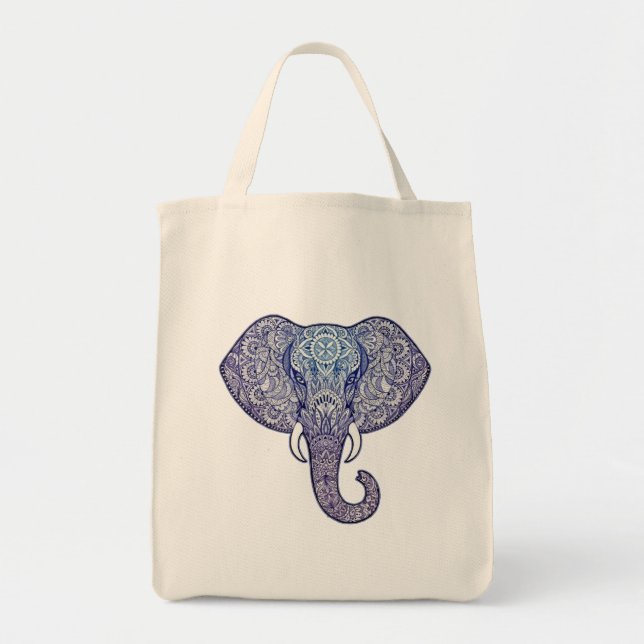 Bolso De Tela Henna Elephant Art (Frente)