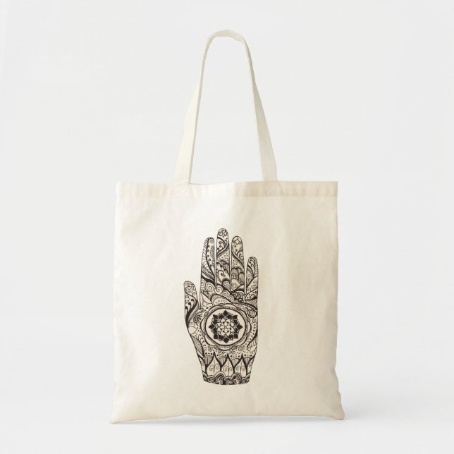 Bolso De Tela Henna Hand Lotus (Frente)