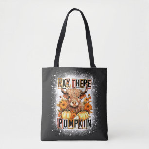 Bolso De Tela Heno blanqueado allá Pumkin Highland Cow otoño