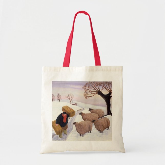 Bolso De Tela Heno que lleva a las ovejas en invierno (Frente)