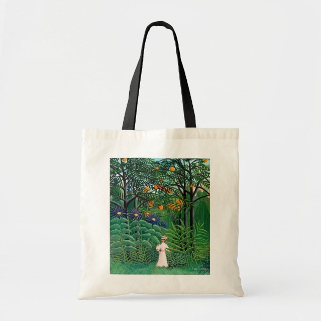 Bolso De Tela Henri Rousseau - Mujer caminando en un bosque exót (Frente)