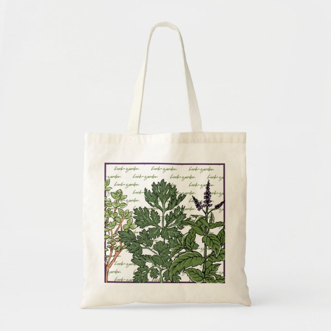 Bolso De Tela Herb Green Garden  (Frente)