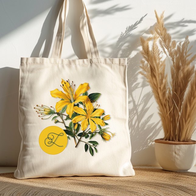 Bolso De Tela Herb St. Johns Wort Monograma inicial (Subido por el creador)