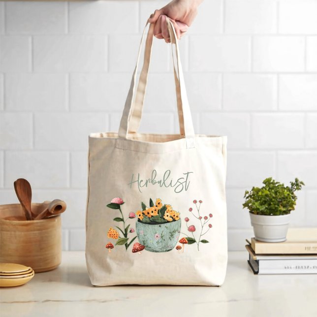 Bolso De Tela Herbalist Flowers Mushrooms Art (Subido por el creador)