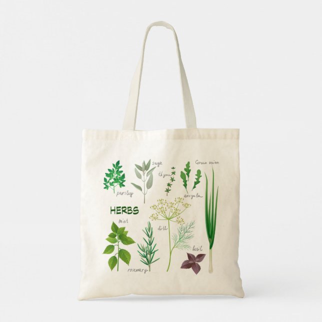 Bolso De Tela Herbos variados Diseño de hierbas Tote Bag (Reverso)