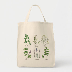 Bolso De Tela Herbs Sketch Cajero reutilizable