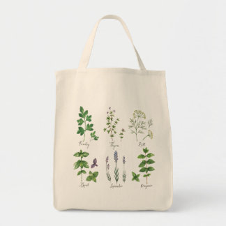 Bolso De Tela Herbs Sketch Cajero reutilizable