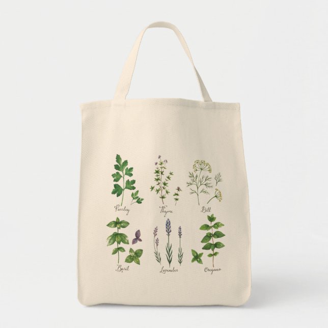 Bolso De Tela Herbs Sketch Cajero reutilizable (Frente)