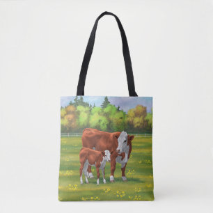 Bolso De Tela Hereford Vaca y ternera en la pastelería de verano