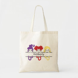 Bolso De Tela Hermana Bruja Kawaii Monograma Nombre Gatos