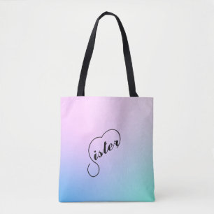 Bolso De Tela Hermana de Word y la parte superior de un corazón