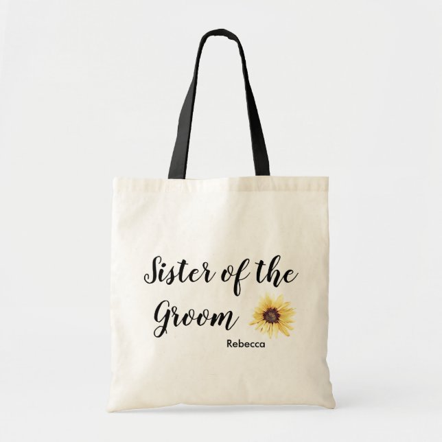 Bolso De Tela Hermana del girasol ruso personalizada del Groom (Frente)