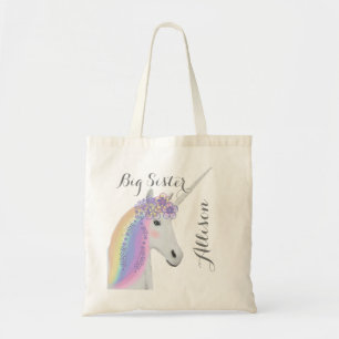 Bolso De Tela Hermana grande personalizada Rainbow Unicorn