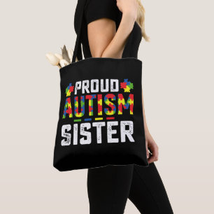 Bolso De Tela Hermana orgullosa del autismo conciencia familia a