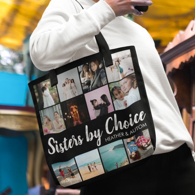 Bolso De Tela Hermanas por elección Collage de fotos Personaliza (Subido por el creador)