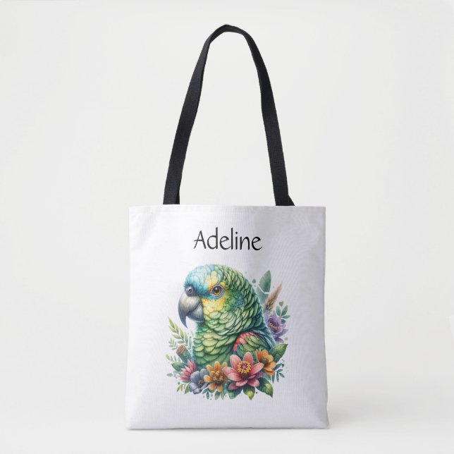 Bolso De Tela Hermosa acuarela Amazon Parrot Personalizado (Anverso)