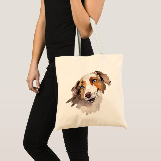 Bolso De Tela Hermosa acuarela Blue Eyed Australian Shepherd