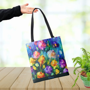 Bolso De Tela Hermosa acuarela floral personalizada Tote Bag