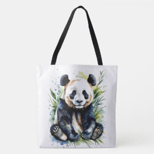 Bolso De Tela Hermosa acuarela Panda Bear