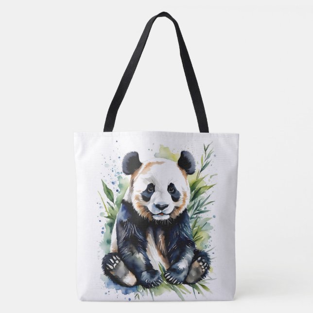 Bolso De Tela Hermosa acuarela Panda Bear (Anverso)