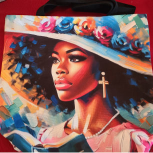 Bolso De Tela Hermosa Dama Con Su Flor De Biblia
