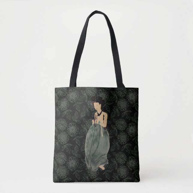 Bolso De Tela Hermosa dama con un hanbok coreano (Anverso)