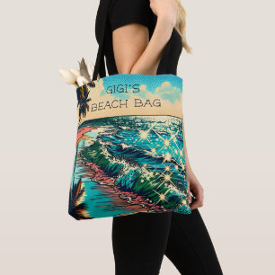 Bolso De Tela Hermosa escena de arte pop de historietas en la pl
