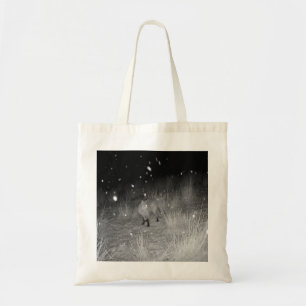 Bolso De Tela Hermosa escena invernal zorro parado en un campo n