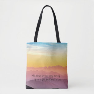 Bolso De Tela Hermosa escena matutina con escritura.